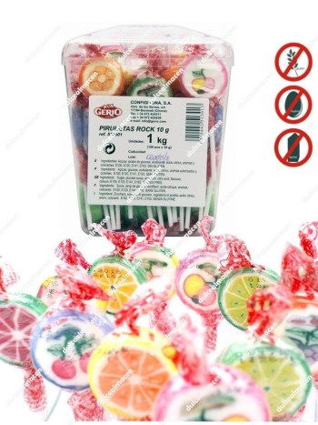 Gerio piruleta rock frutas 100 uds