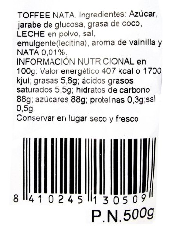 El Avión Caramelo Toffe Nata 500gr