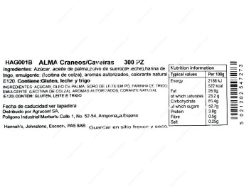 Agruconf Craneos Chocolate Rellenos 300 uds